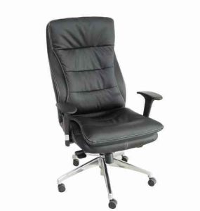 מור כסא מנהל ארגונומי דמוי עור שחור ידיות מתכווננות מנגנון סנכרוני שלד אלומיניום pro set